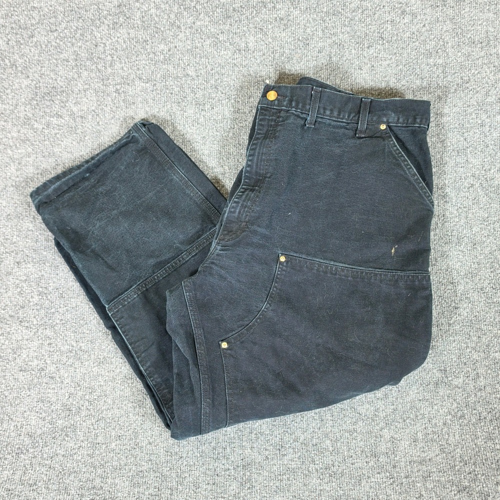 Carhartt B01 BLK Double Knee Work Pants Black Made USA Mens Tag 46x30 Act 42x27